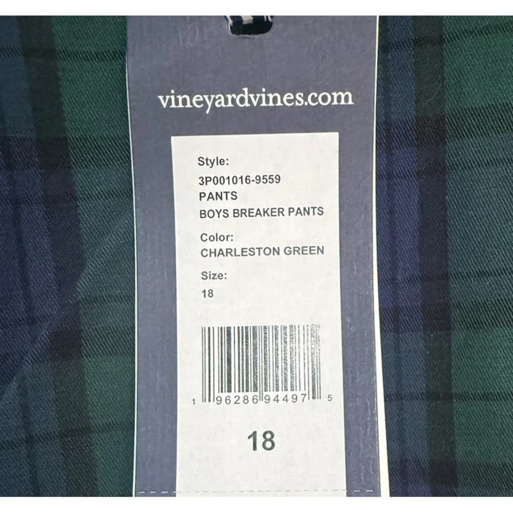 Vineyard Vines Breaker Pants Chinos Boys Charleston Plaid 18 (30x30) NWT Preppy‎